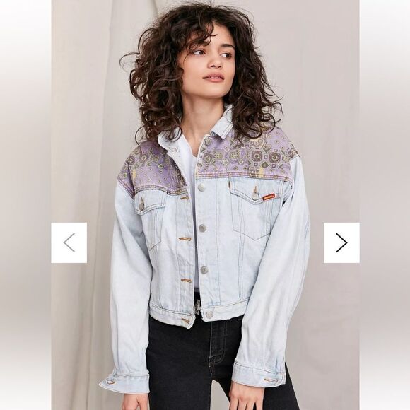 Vintage '90s Jordache Pieced Paisley Denim Jacket size S by Urban Outfitters - Picture 1 of 14